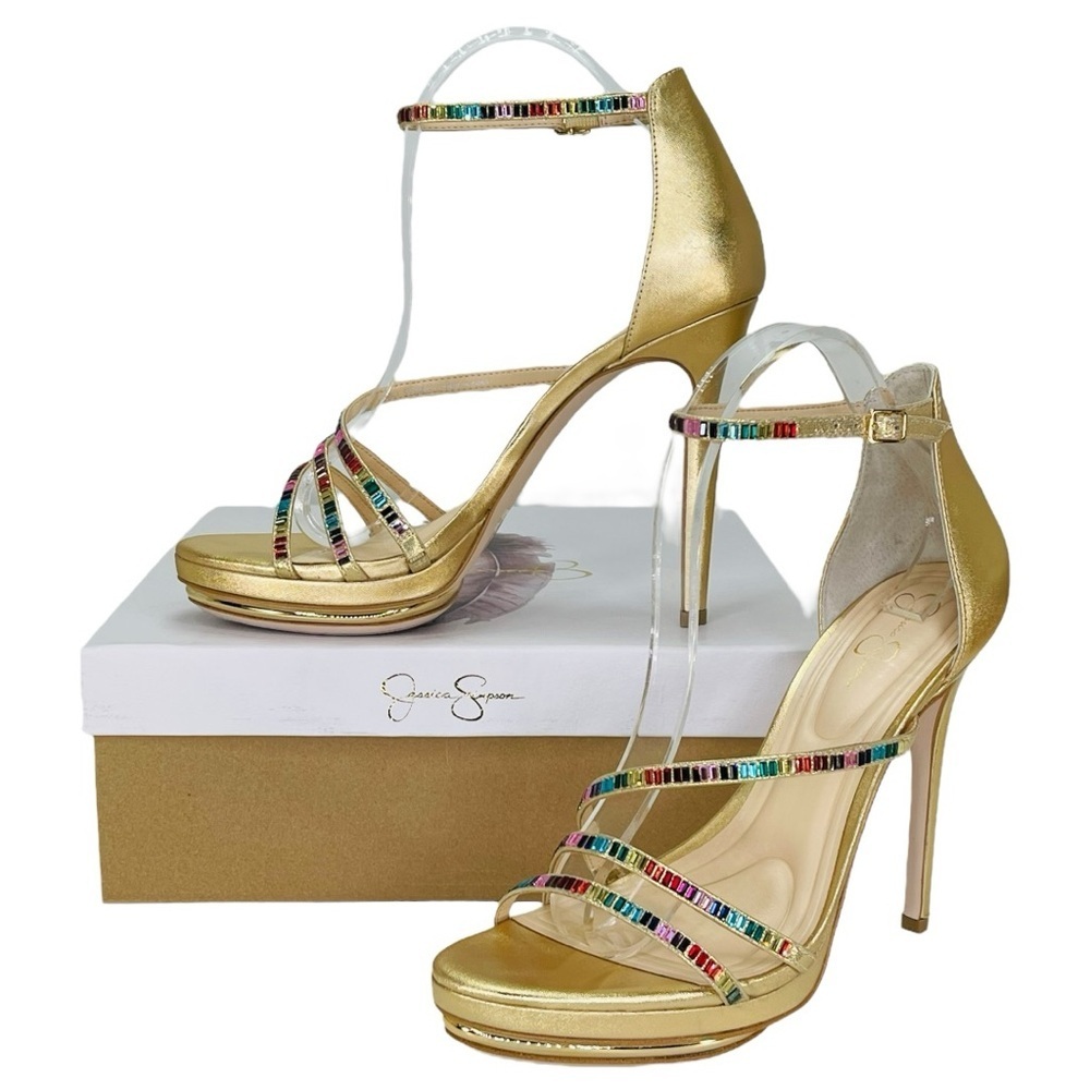 Jessica Simpson Embla Gold Shimmer Rainbow Womens Heels Size 9.5M - Picture 13 of 15